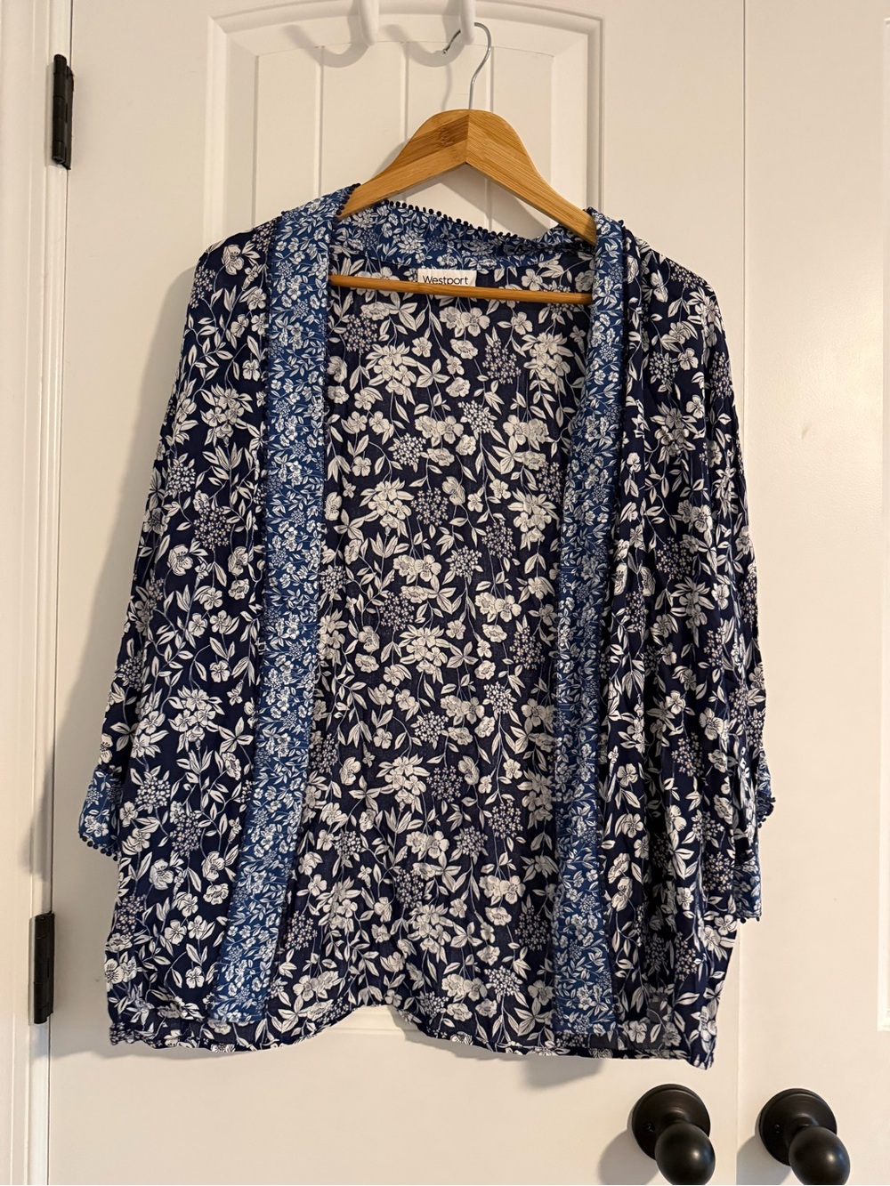 Westport Navy and White Floral Open-Front Tunic